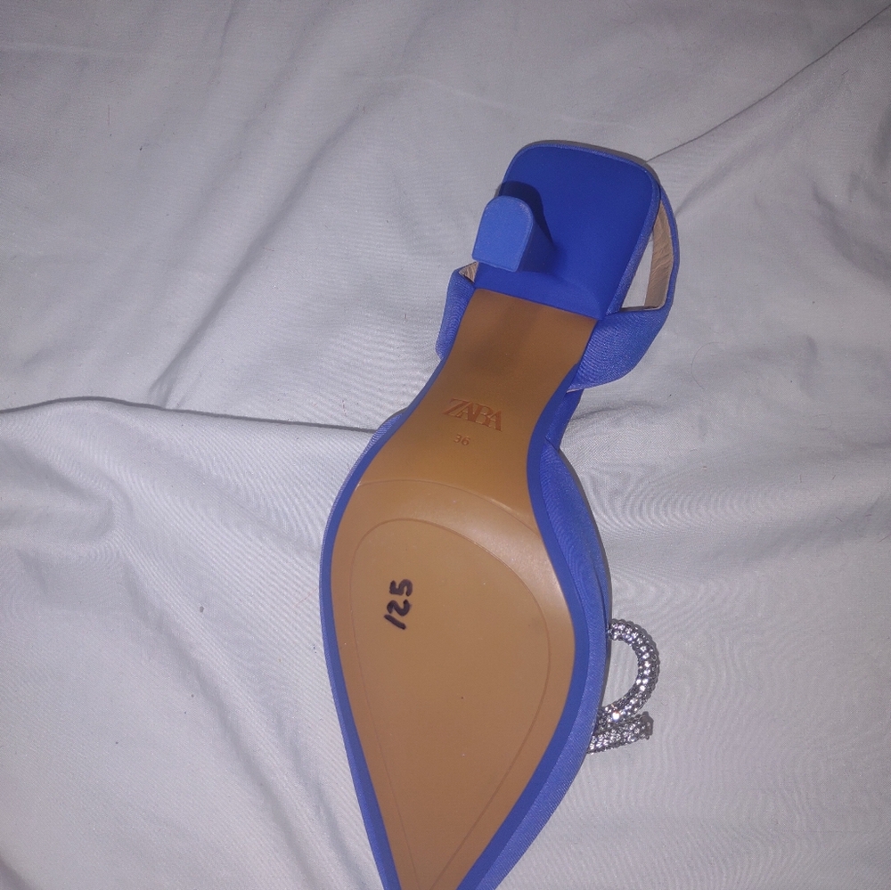 ZARA EMBELLISHED BOW HEELED SLINGBACKS ELEGANT SHORT HEELS - Picture 3 of 6